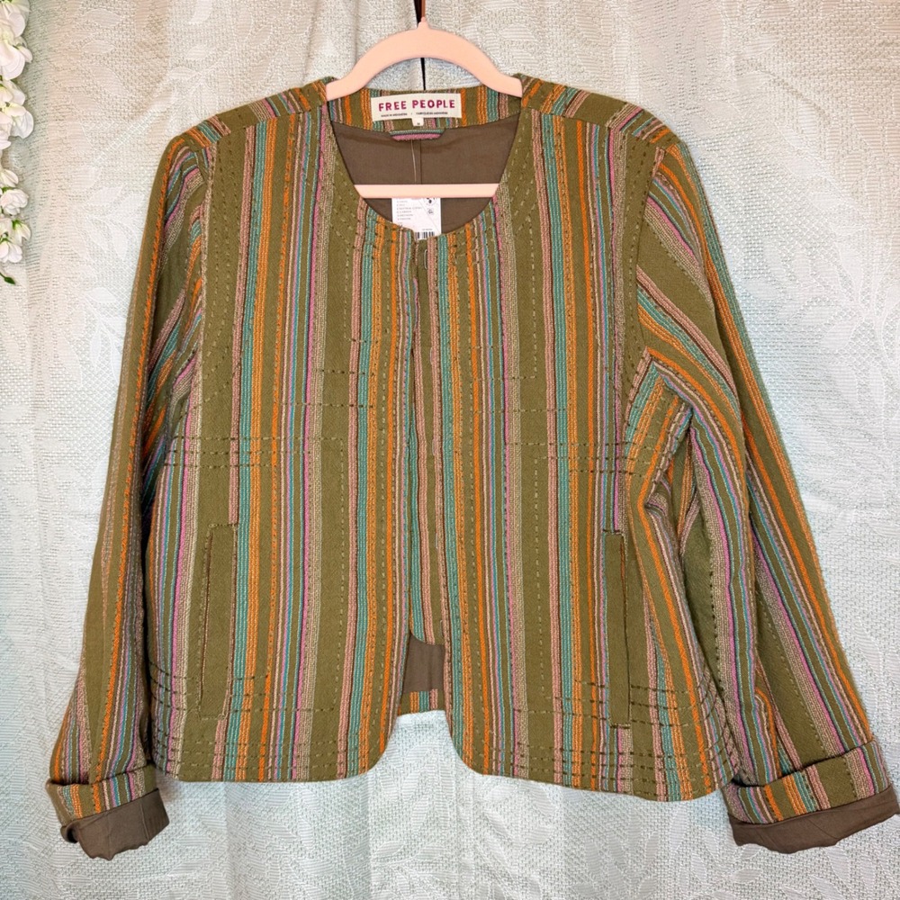 NWT Free People Zandi Quilted Jacket M Neutral Combo $198